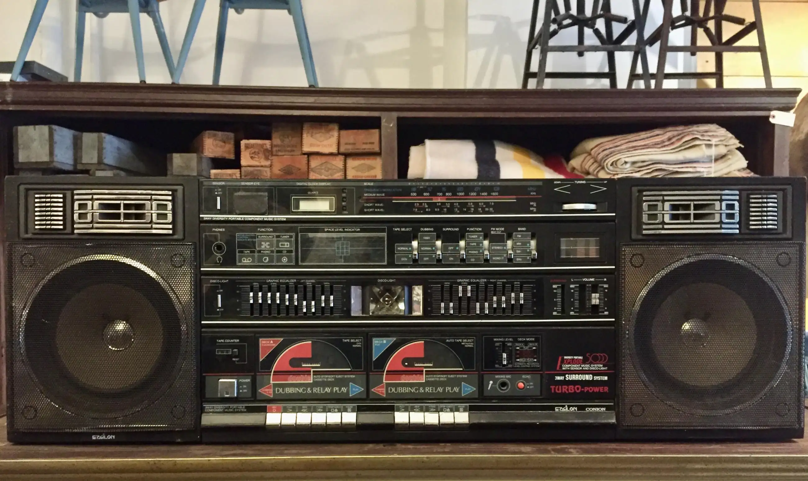 Picture of an '80s era boombox.